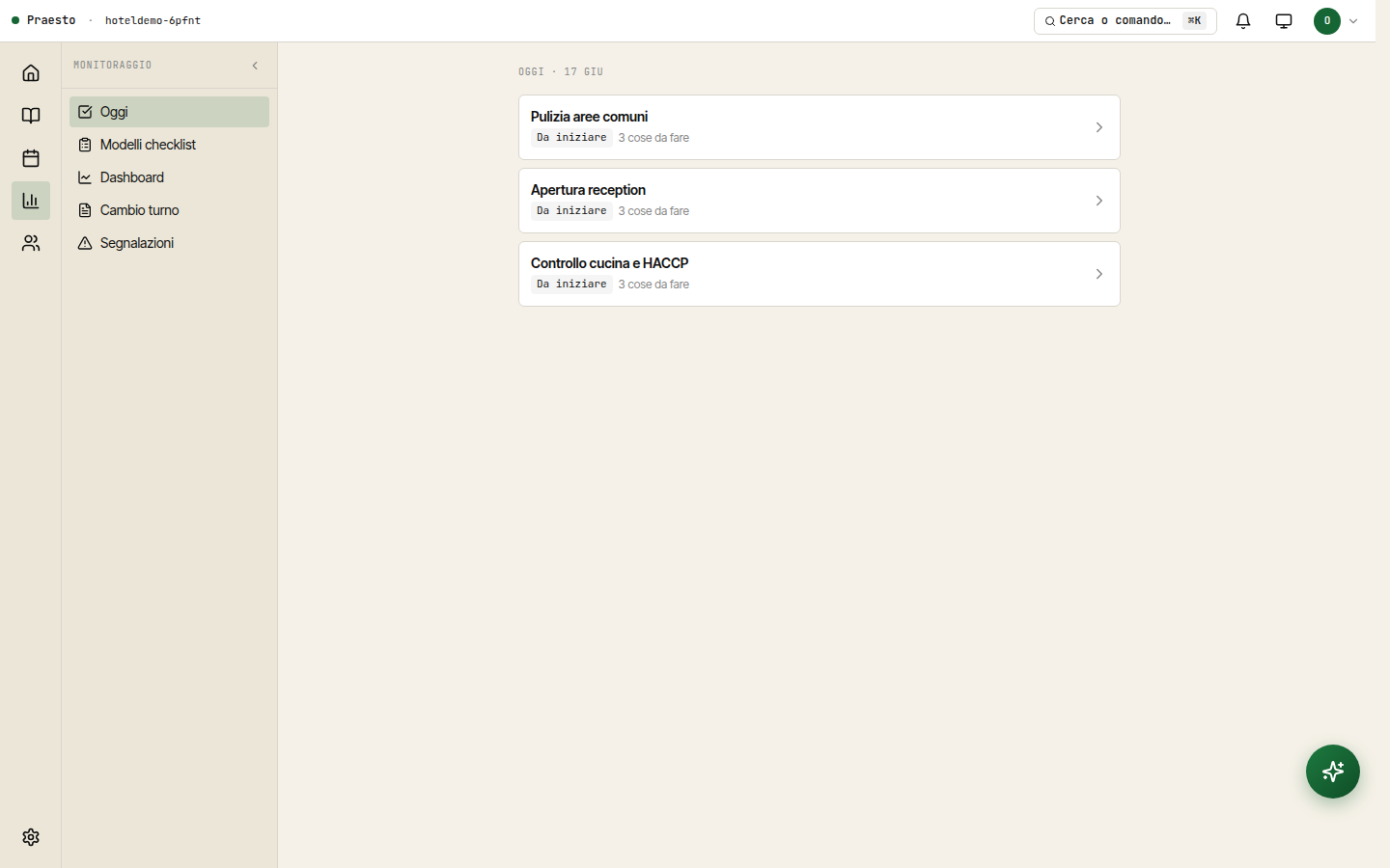 Esecuzione di una checklist operativa