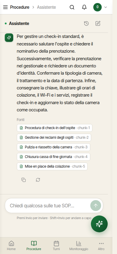 L'assistente AI di Praesto sul telefono dello staff