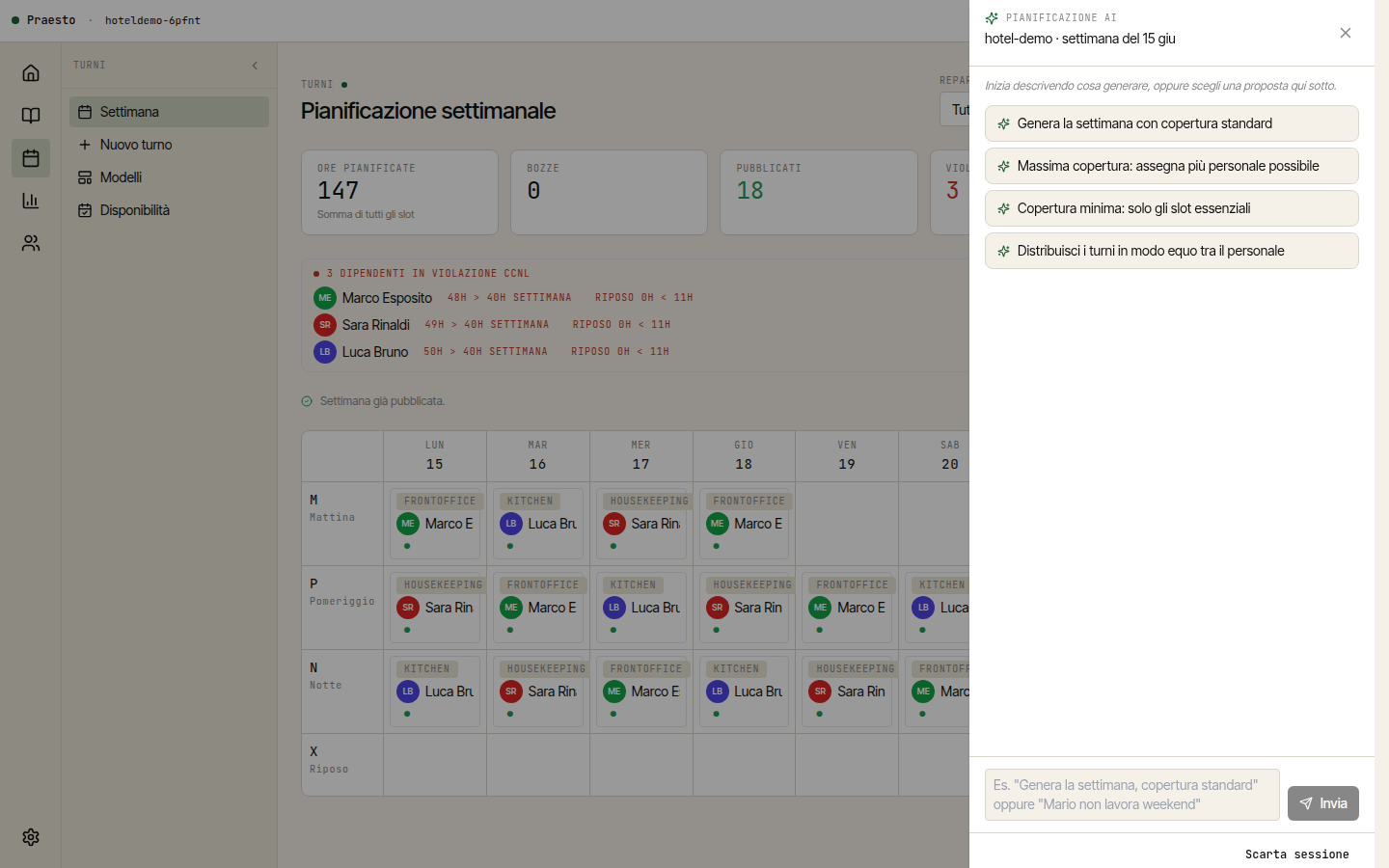 Planner AI dei turni