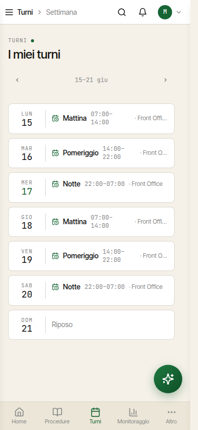 I miei turni su mobile